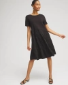 CHICO'S ASYMMETRICAL KNIT WOVEN TIERED DRESS IN BLACK SIZE 4/6 | CHICO'S