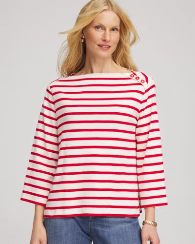 Chico's Bateau Neck Stripe Top In In Multi