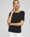 CHICO'S BATEAU NECK TEE IN BLACK SIZE 4/6 | CHICO'S