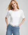 CHICO'S BATEAU NECK TEE IN WHITE SIZE 16/18 | CHICO'S
