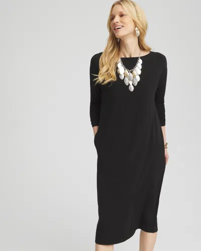 Chico's Batwing Sleeved Jersey Midi Dress In Black Size 20/22 |