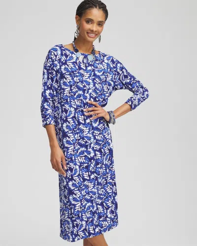 Chico's Batwing Sleeved Jersey Midi Dress In Blue Size 20/22 |  In Blue Casa