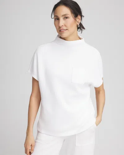 Chico's Beach Funnel Neck Pullover Top In White Size 8/10 |  Zenergy In Alabaster