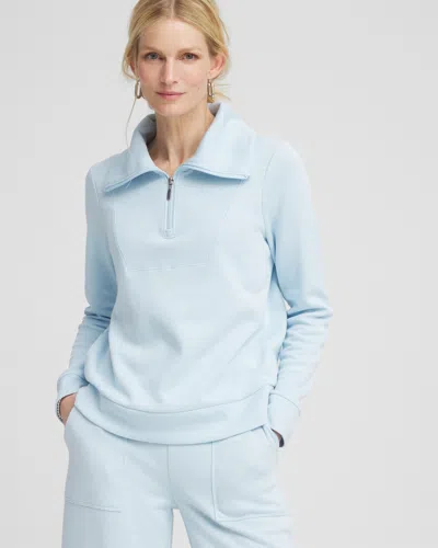 Chico's Beach Half-zip Pullover Top In Crystal Springs Size 4/6 |  Zenergy