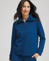 Chico's Beach Half-zip Pullover Top In Seaport Size 12/14 |  Zenergy In Seaport