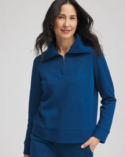 Chico's Beach Half-zip Pullover Top In Seaport Size 12/14 |  Zenergy
