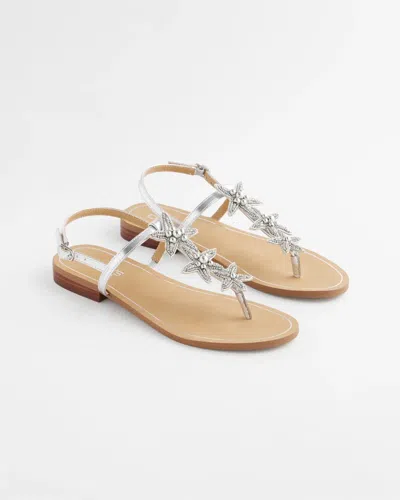 Chico's Beach Starfish T-strap Sandals In Metallic In Silver