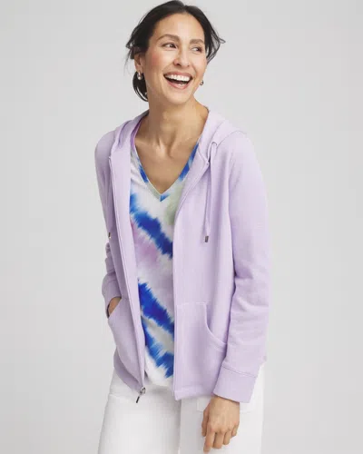 Chico's Beach Zip-front Hoodie In Purple Size Large |  Zenergy In Violet Aura