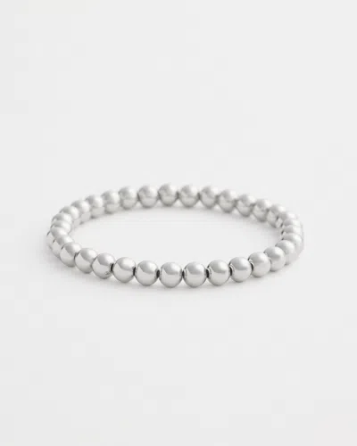 Chico's Small Beaded Silver Tone Stretch Bracelet |