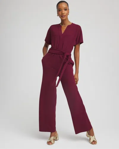 Chico's Belted Dolman-sleeve Jumpsuit In Deep Chianti In Burgundy