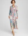 Chico's Belted Paisley Patch Maxi Shirtdress In Green Size 8/10 |  In Mineral Green