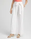 Shop Chico's Belted Pleated Wide-leg Linen Pants In White Size 18 |  In Alabaster