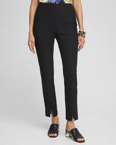 Chico's Bi-stretch Front Seam Slit Ankle Pants In Black Size 12 |