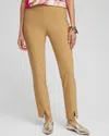 Chico's Bi-stretch Front Seam Slit Ankle Pants In Tan Size 20 |  In Camel