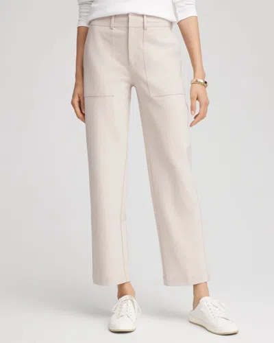 Chico's Bi-stretch Straight Cropped Ankle Pants In Taupe In Brown