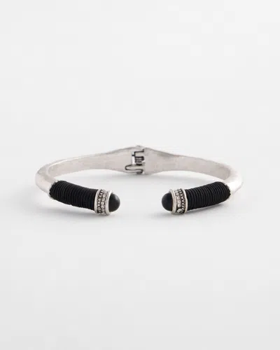 Chico's Black & Silver Tone Wrapped Cuff Bracelet |  In Black/silver