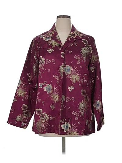 Pre-owned Chico's Blazer Jacket In Burgundy