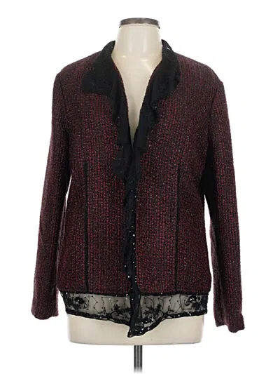 Pre-owned Chico's Blazer Jacket In Burgundy