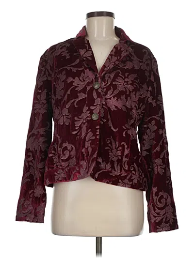 Pre-owned Chico's Blazer Jacket In Burgundy