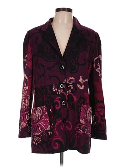 Pre-owned Chico's Blazer Jacket In Burgundy