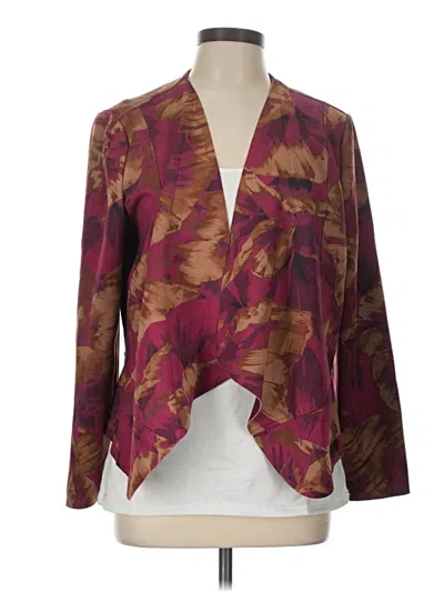 Pre-owned Chico's Blazer Jacket In Burgundy