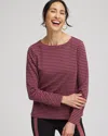 Chico's Block Stripe Pullover Top In Rosewood Size 16/18 |  Zenergy In Rosewood