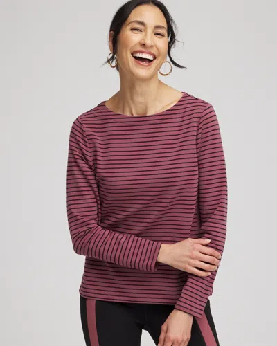 Chico's Block Stripe Pullover Top In Rosewood Size 16/18 |  Zenergy