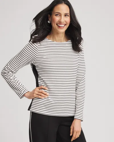 Chico's Block Stripe Pullover Top In White Size 20/22 |  Zenergy In Ecru