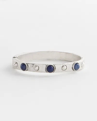 Chico's Blue Cab Stone Hinge Bangle Bracelet Size Small/medium |