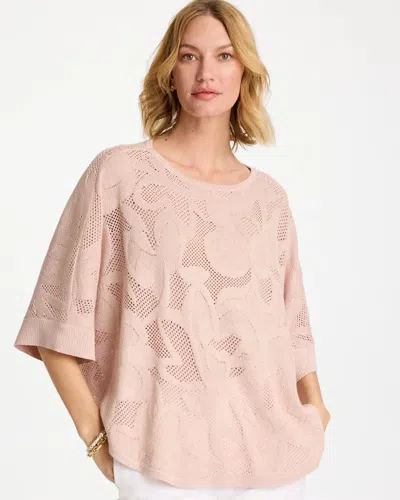 Chico's Boatneck Rounded Hem Poncho In Pink