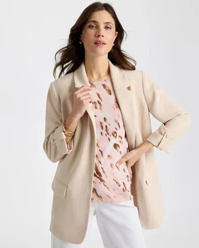 Chico's Boyfriend Crepe Blazer In Light Nude In Metallic