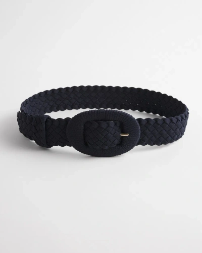 Chico's Braided Stretch Belt In Navy Blue Size Small/medium |  In Classic Navy