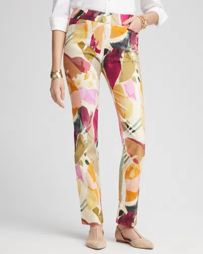 Chico's Brigitte™ Abstract Floral Pants In Wild Truffle Size 16 |