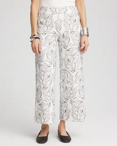 Chico's Brigitte™ Floral Embroidered Wide-leg Cropped Pants In White Size 18 |  In Ecru