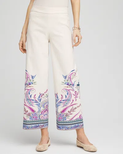 Chico's Brigitte™ Paisley Wide-leg Cropped Pants In White Size 18 |  In Vanilla Cream