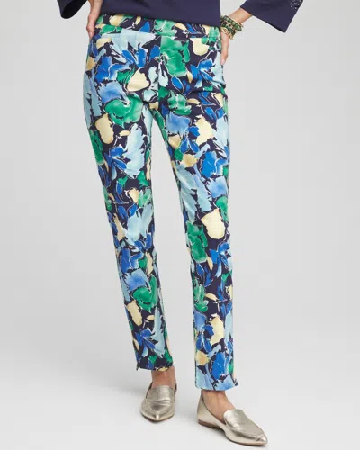 Chico's Brigitte™ Floral Slim Ankle Pants In Blue Size 12 |  In Passport Blue