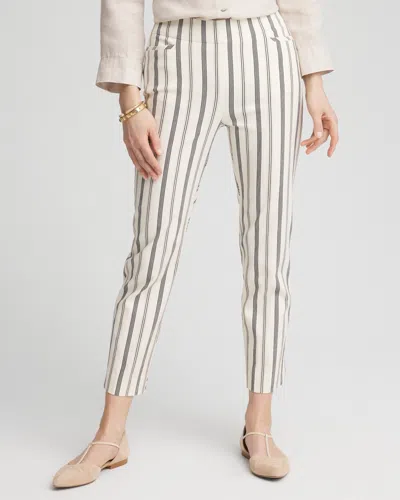 Chico's Brigitte™ Striped Cropped Pants In White Size 18 |  In Ecru