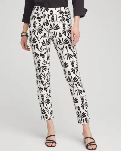 Chico's Brigitte Artisan Print Ankle Pants In White Size 4 |