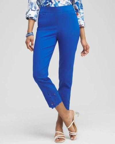 Chico's Brigitte Embroidered Slim Cropped Pants In Intense Azure Size 18 |