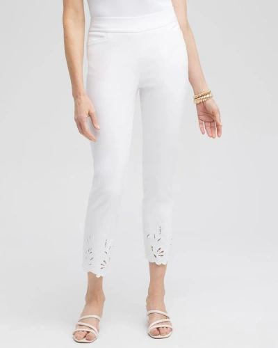 Chico's Brigitte Embroidered Slim Cropped Pants In White Size 4 |