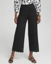 Chico's Brigitte Embroidered Wide Leg Cropped Pants In Black Size 4 |  In Black