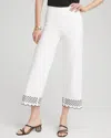 CHICO'S BRIGITTE EMBROIDERED WIDE LEG CROPPED PANTS IN WHITE SIZE 14 | CHICO'S