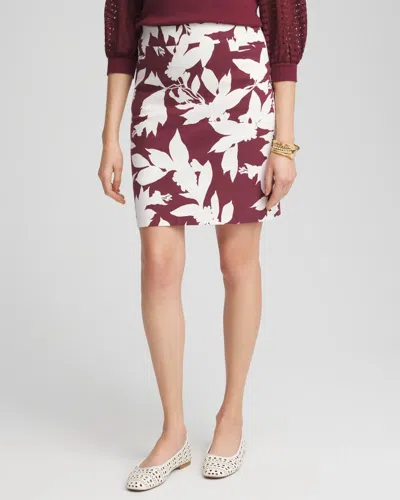 Chico's Brigitte Floral Pull-on Skirt In White