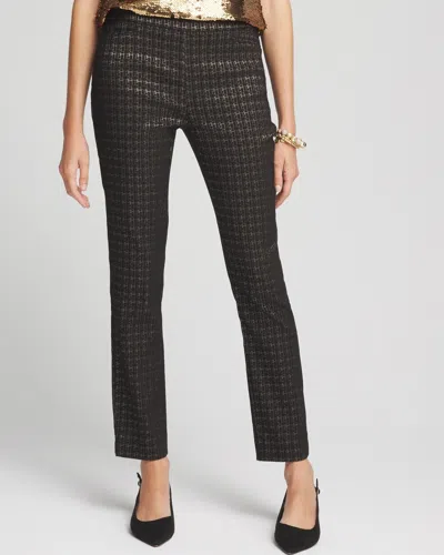 Chico's Brigitte Metallic Tiles Ankle Pants In Black Size 18 |