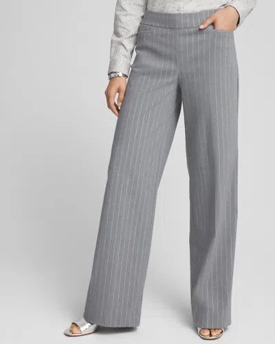 Chico's Brigitte Pinstripe Relaxed Straight Leg Pants In Gray Size 16 |  In Light Heather Gray