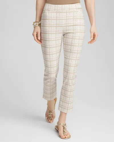 Chico's Brigitte™ Plaid Cropped Pants In White Size 16/18 |  In Alabaster
