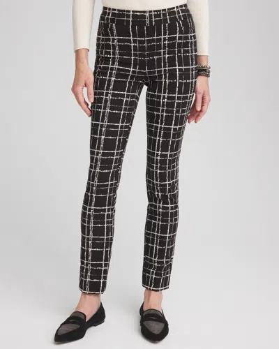 Chico's Brigitte Plaid Slim Ankle Pants In Black Size 20 |