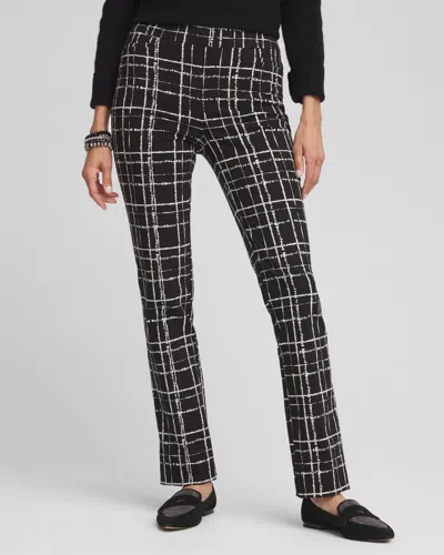 Chico's Brigitte Plaid Slim Pants In Black Size 14 |