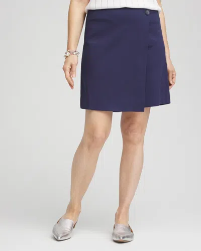 Chico's Brigitte Pull-on Asymmetrical Wrap Skirt In Blue