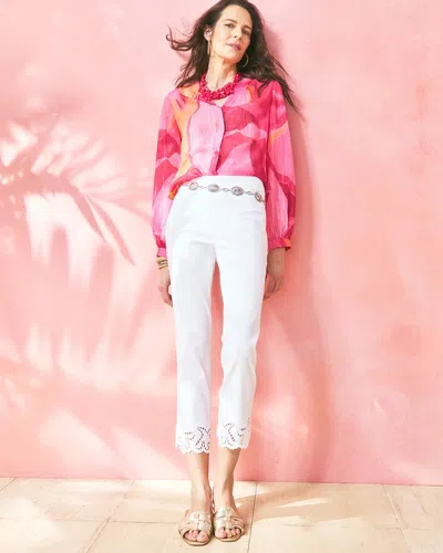Chico's Brigitte Pull-on Cutwork Cropped Pants In White